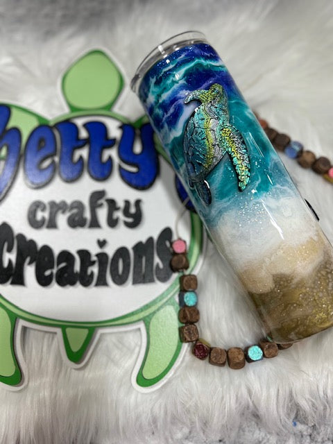 126 30oz Beach Glitter w/glow & Turtle Bendable